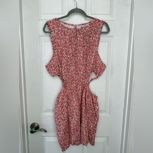 American Eagle Outfitters Red Floral Backless Dress